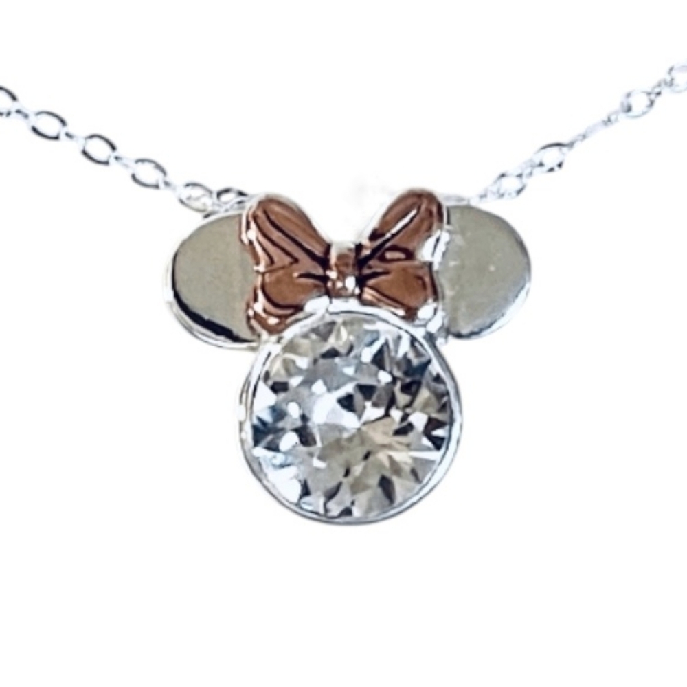 Disney You'll Forever Be My Minnie Fine Silver Plated Rose Gold Ears NWOT